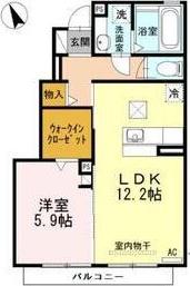 パークハウス常滑 B棟(1LDK/1階)の間取り写真