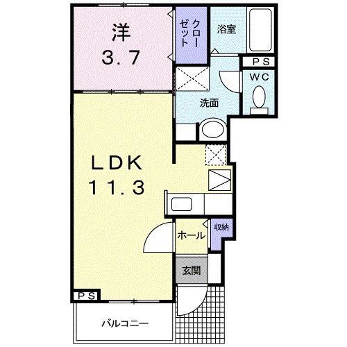サンローラン(1LDK/1階)の間取り写真
