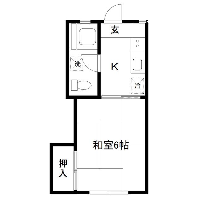 エスポワール川内(1K/1階)の間取り写真