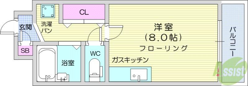 リトリート荒巻(1K/3階)の間取り写真