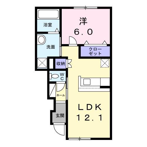 NEMARU森田(1LDK/1階)の間取り写真