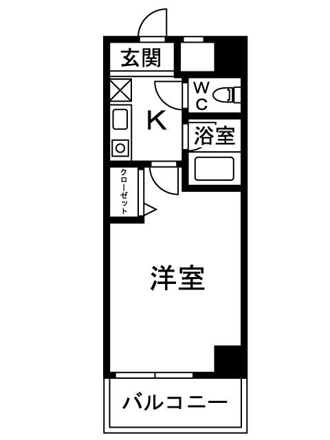 コートビュータワー(1K/8階)の間取り写真