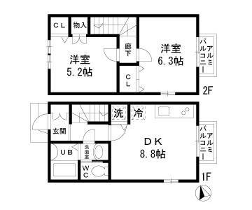 LA MAISON DE CERISE(2DK/1階)の間取り写真