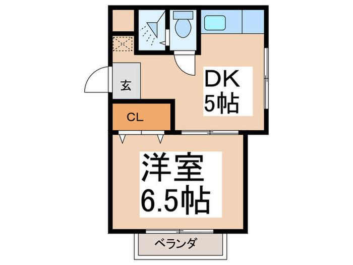 COCO長津田(1DK/3階)の間取り写真