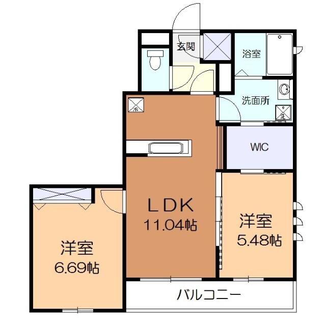 OSCAR BP(2LDK/2階)の間取り写真