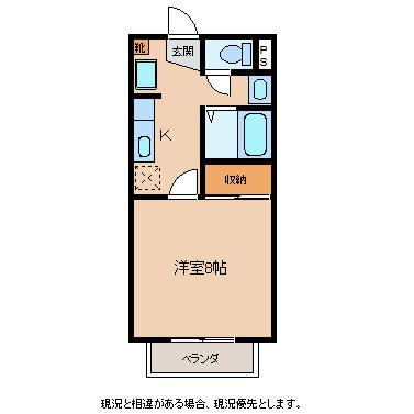 サープラスクレア光沢(1K/1階)の間取り写真