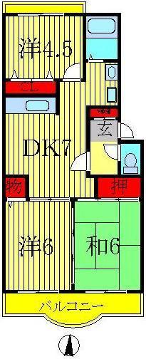 第17パールメゾン平川(3DK/1階)の間取り写真