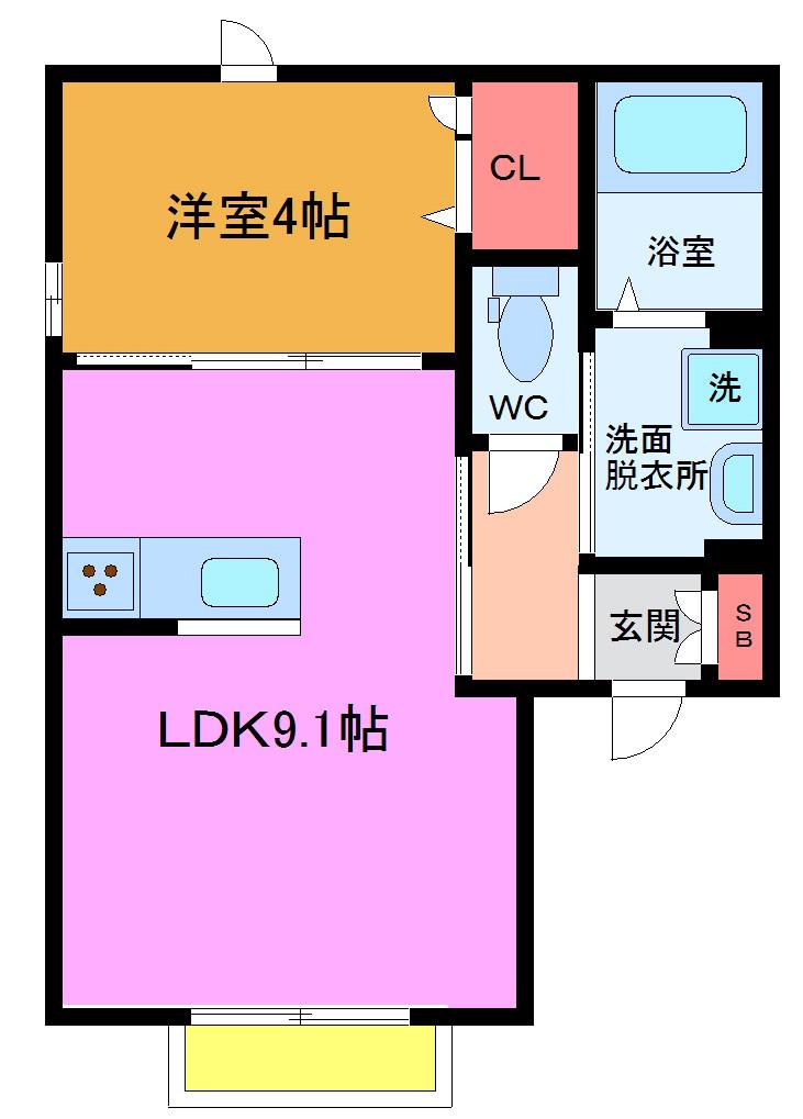 リオ クラ―ロ(1LDK/1階)の間取り写真