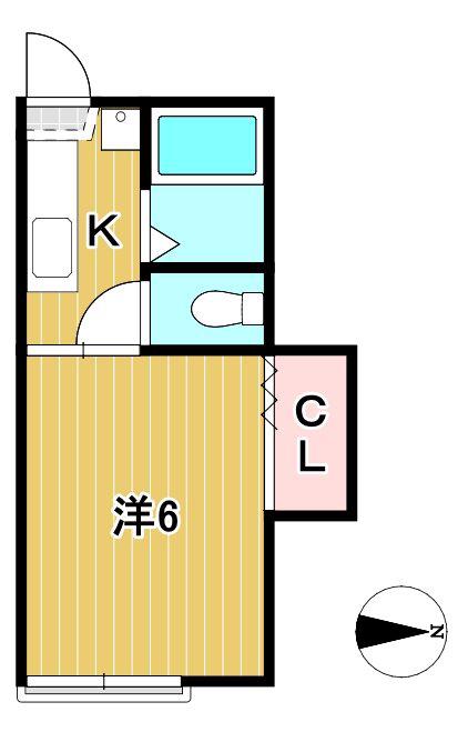 くがやコーポ B(1K/2階)の間取り写真