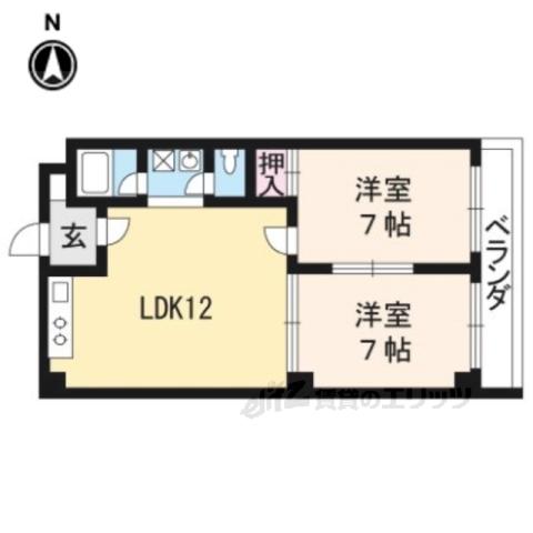 グランメゾンKAMIGAMO(2LDK/2階)の間取り写真