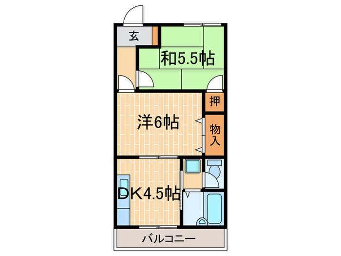 高丸マンション(2DK/4階)の間取り写真