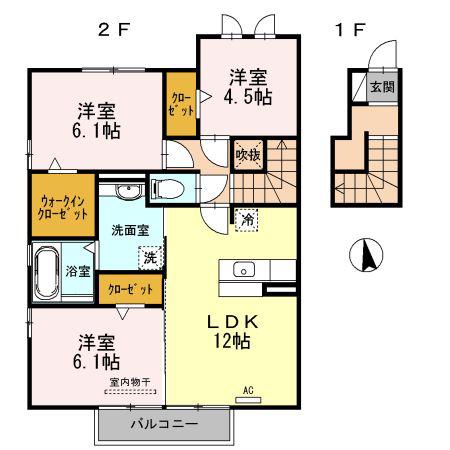 ベッラチッタ・ナカスミ(3LDK/2階)の間取り写真