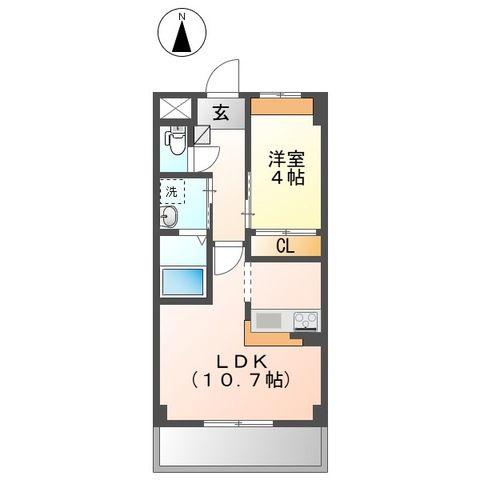 アムール ワン(1LDK/2階)の間取り写真