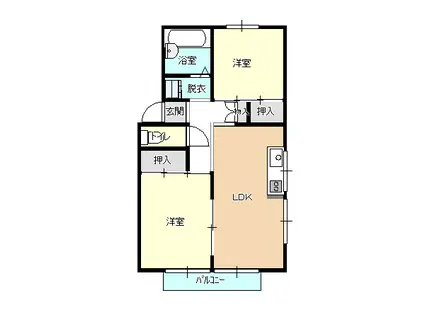 レジアス東仁井令(2LDK/2階)の間取り写真