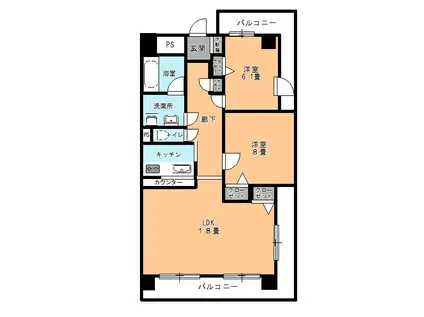 ベイシス第6三幸マンション(2LDK/4階)の間取り写真