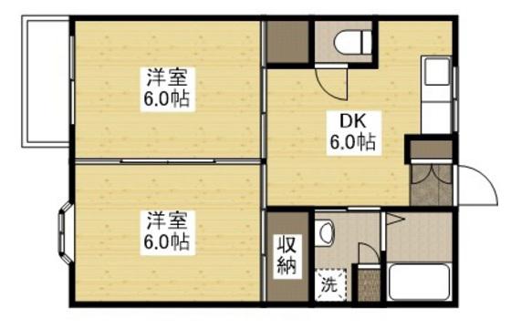 戸坂プラザ(2DK/2階)の間取り写真