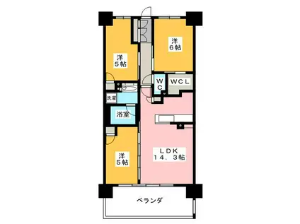 BRILLIACITY石神井公園アトラス7号棟(3LDK/2階)の間取り写真
