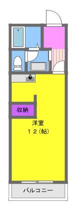 田畑ハイツ上の段(ワンルーム/3階)の間取り写真