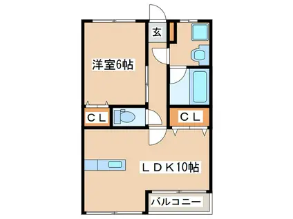 ボヌール(1LDK/2階)の間取り写真