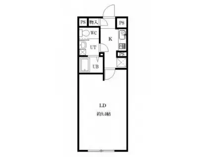 平野ビル(1DK/3階)の間取り写真