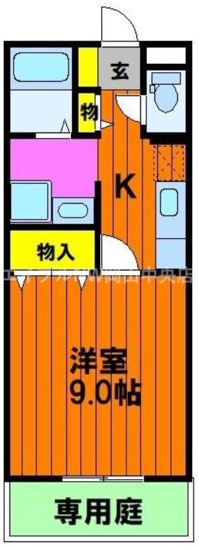 ハピネスKT(1K/1階)の間取り写真