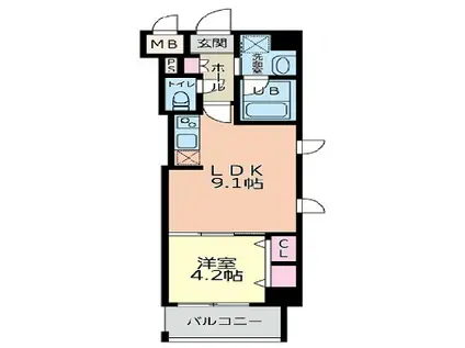 BLDG110(1LDK/4階)の間取り写真