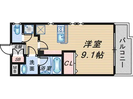 ゲートコート豊中(ワンルーム/10階)の間取り写真