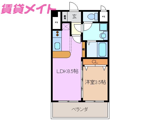 グレイス(1LDK/2階)の間取り写真