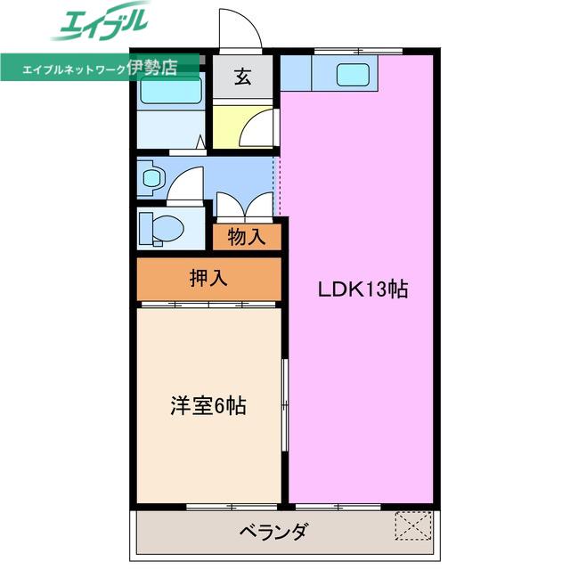 林ビル(1LDK/2階)の間取り写真