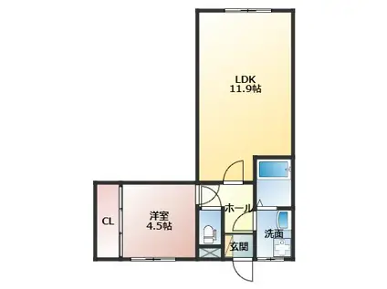 万代リリーハイツ(1LDK/1階)の間取り写真