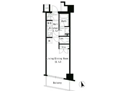 PARKAXIS銀座イースト(1K/7階)の間取り写真