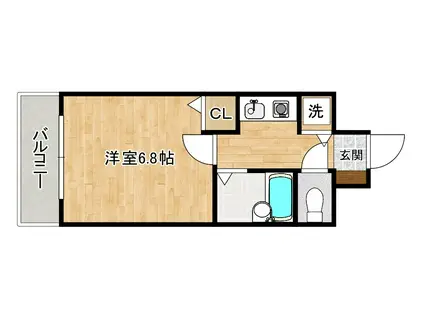 ライオンズマンション小倉駅南第3(1K/6階)の間取り写真