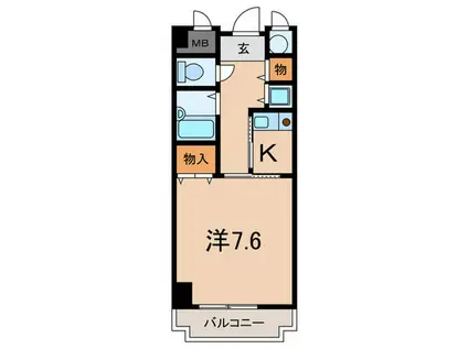 ウエストビラITO(1K/8階)の間取り写真