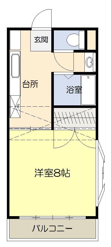 メイプル21(1K/2階)の間取り写真