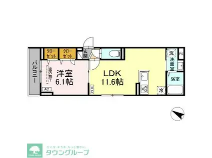 セレスティア新堀(1LDK/2階)の間取り写真