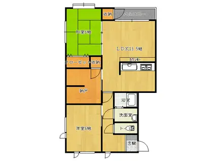 コーポ函館VII(2SLDK/1階)の間取り写真