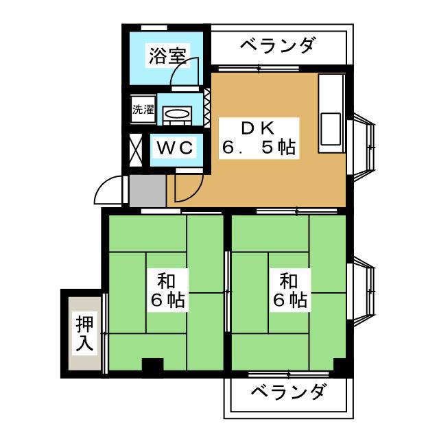 メゾンドールIII(2DK/2階)の間取り写真
