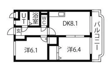 ユーミーサンヒルズ(2DK/1階)の間取り写真