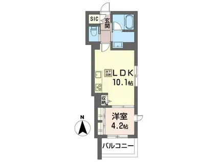 アンフィニ鷺宮(1LDK/1階)の間取り写真