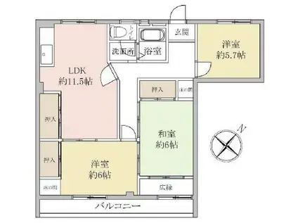 豊春ドリームマンション(3LDK/3階)の間取り写真