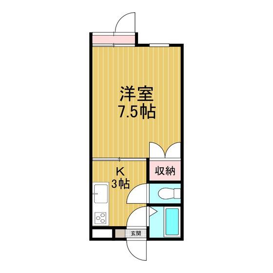 ココロハイツ(1K/1階)の間取り写真