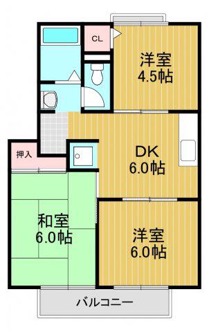 フレール(3DK/2階)の間取り写真