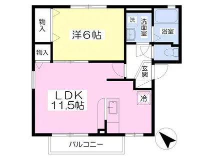 シャルマンB棟(1LDK/1階)の間取り写真