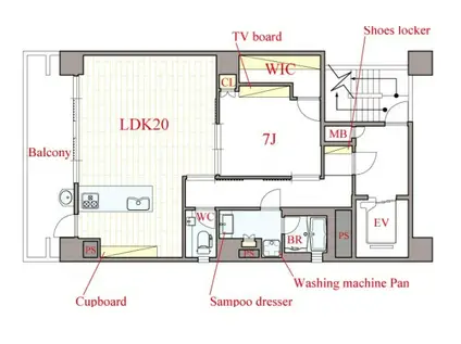 アマデウス北堀江(1LDK/2階)の間取り写真