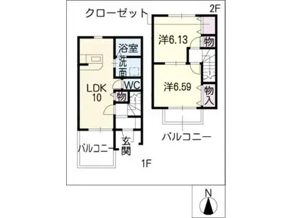 グランドール(2LDK/2階)の間取り写真
