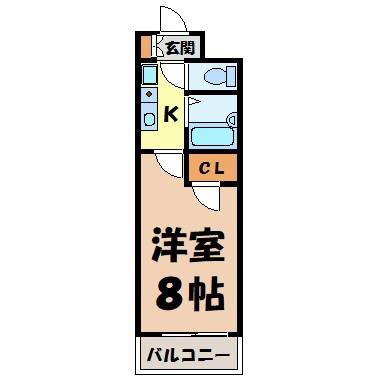 ハイツ丸の内(1K/3階)の間取り写真