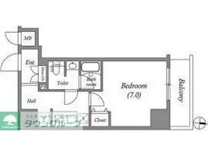 プレール・ドゥーク両国III(1K/4階)の間取り写真