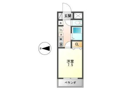 フォレストグリーンヴィラ(1K/4階)の間取り写真