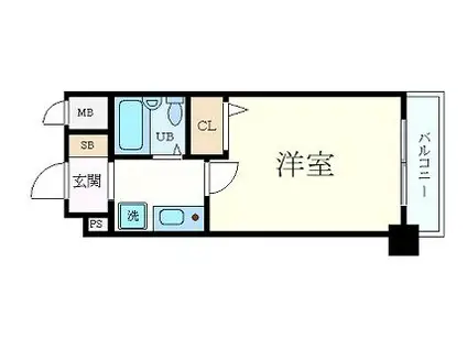 エスリード三宮第2(1K/7階)の間取り写真