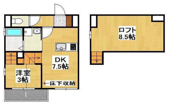 CUOREけやき通(1DK/1階)の間取り写真